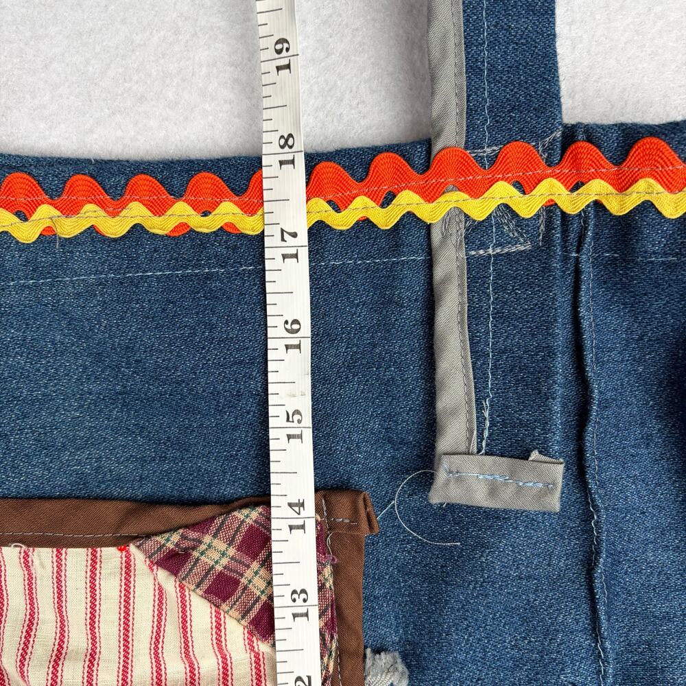 2000s Handmade Patchwork Denim Tote Bag Cottagecore Autumn Whimsy Thanksgiving - Picture 12 of 13